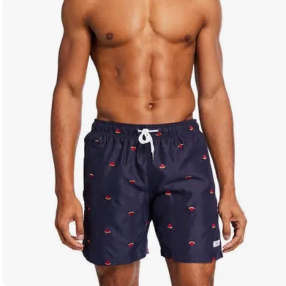 Trunks Surf & Swim Co. Navy Blue Embroidered Watermelon Swim Trunks Size M